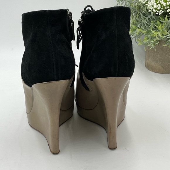 Reed Krakoff Leather Suede Lace-Up Gray Black Wedge Booties Sz 39/8.5 - Picture 8 of 15